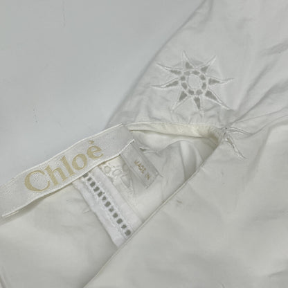 CHLOE Chloe CHC23SHT2748110136 White Cotton Ruffle Blouse Top