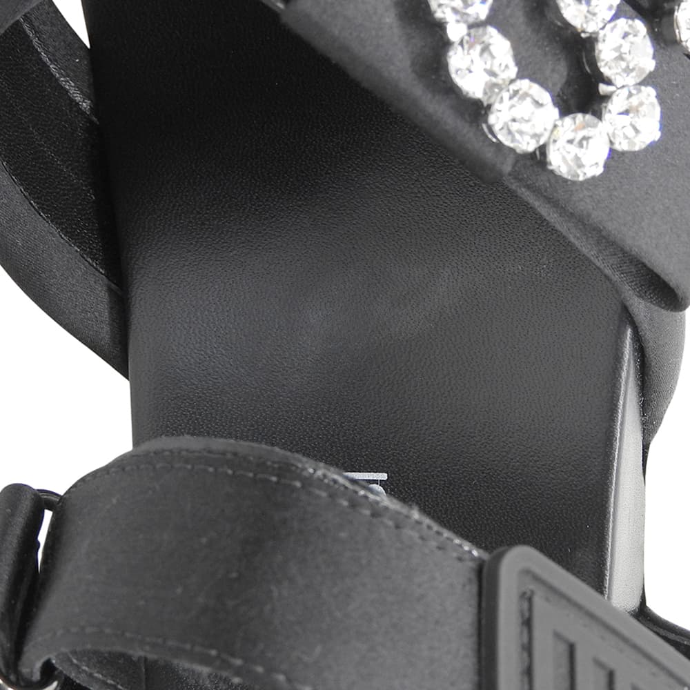 Sergio Rossi SR Crystal Satin Sandals Women's Black 38 A83910 Shoes - Like New