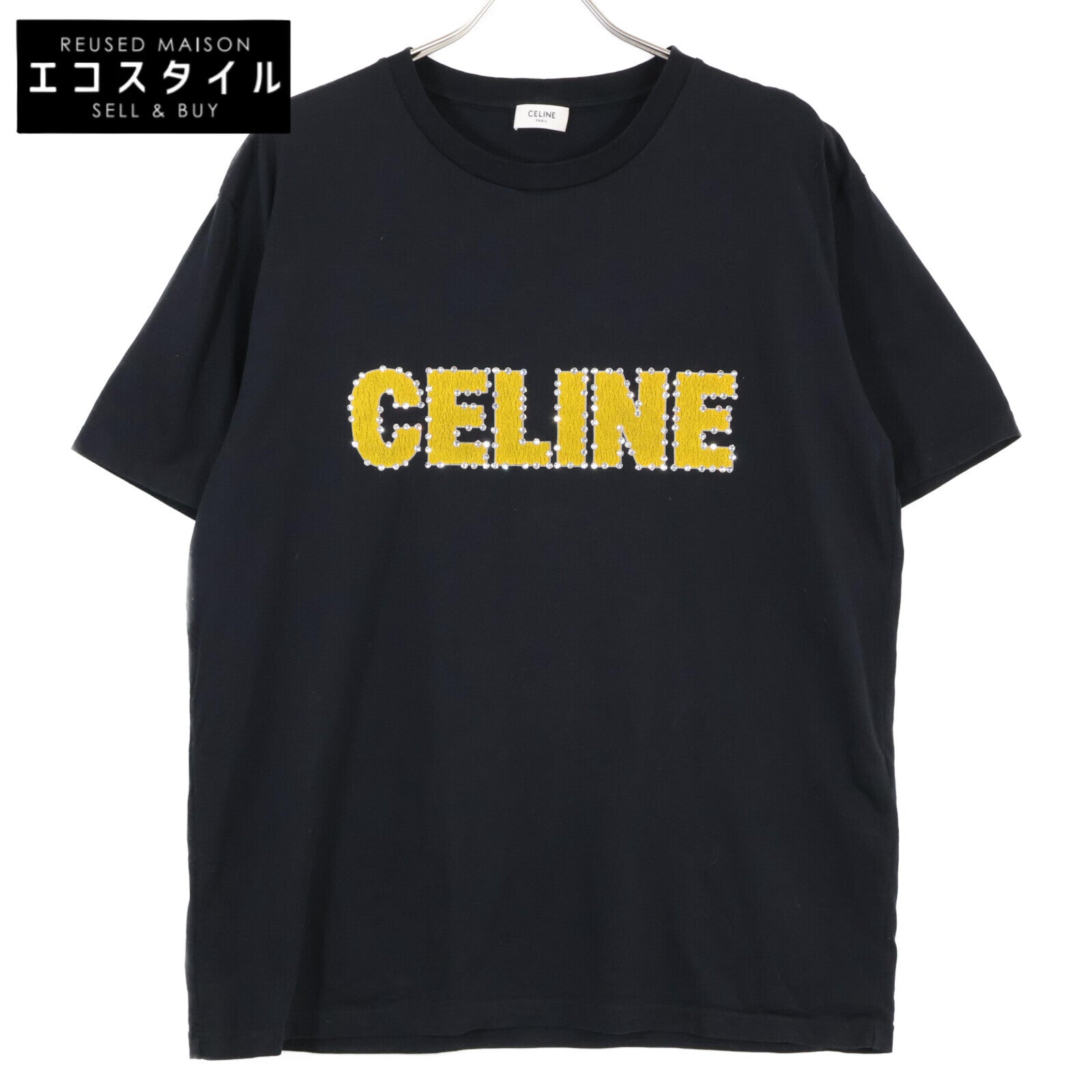 CELINE 赛琳 2X15M671Q 黑色 裂纹徽标水钻设计T恤 上衣