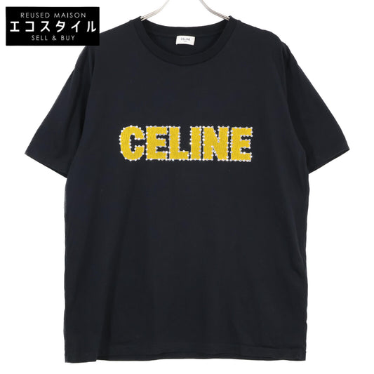 CELINE セリーヌ 2X15M671Q ブラック クラックロゴストーンデザインTシャツ トップス