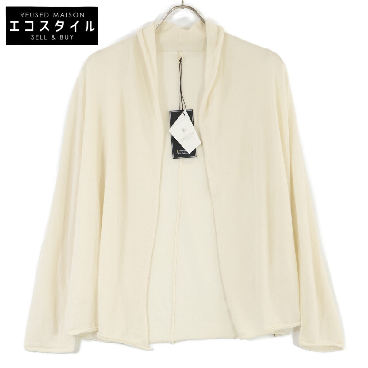 TOYOBOSHI Ito-I White TOISHI 13IT-AC6005 100% Cashmere Cardigan Top