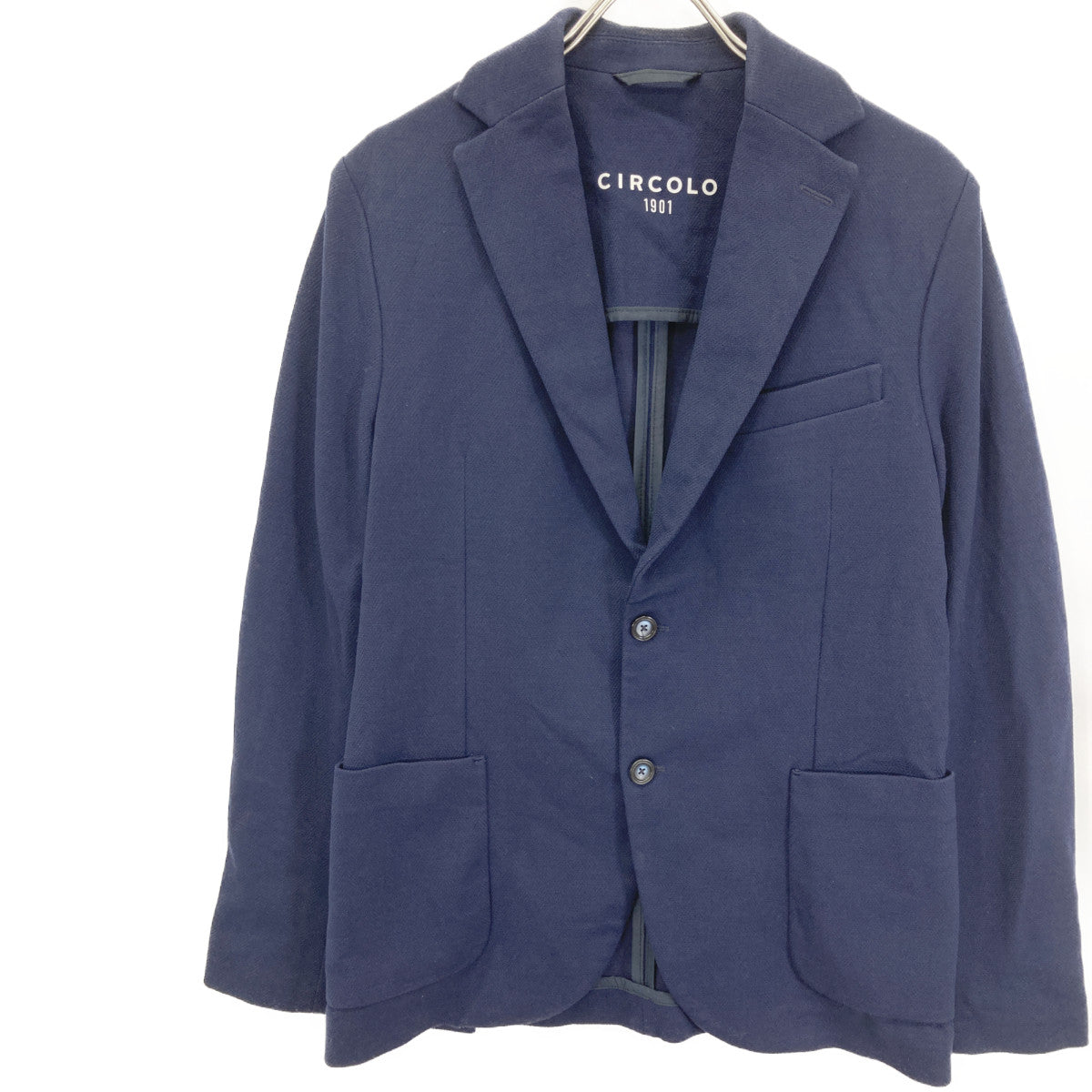 CIRCOLO1901 CN2868 Navy Stretch Shadow Stripe Unlined Jacket 46 Men's