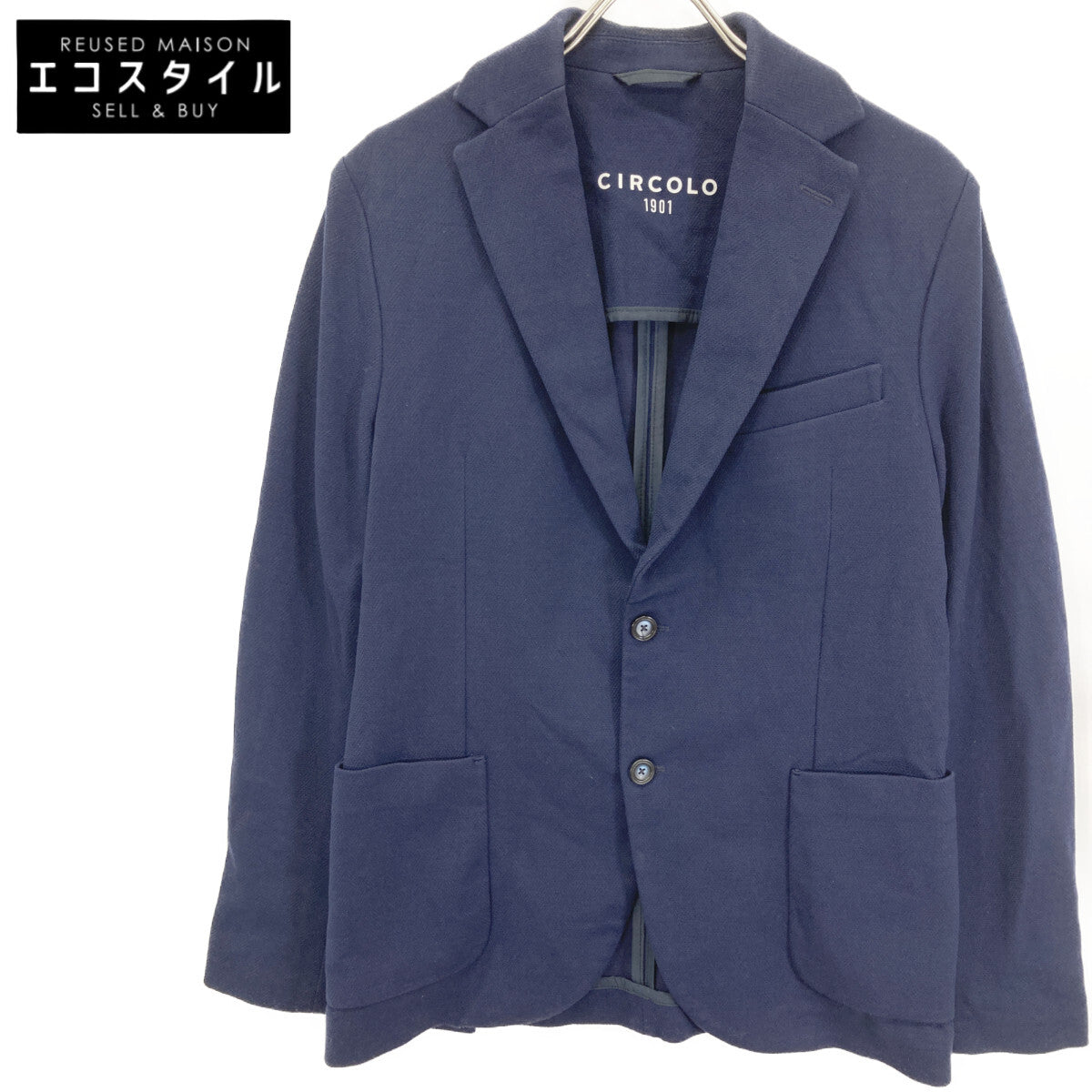 CIRCOLO1901 CN2868 Navy Stretch Shadow Stripe Unlined Jacket 46 Men's