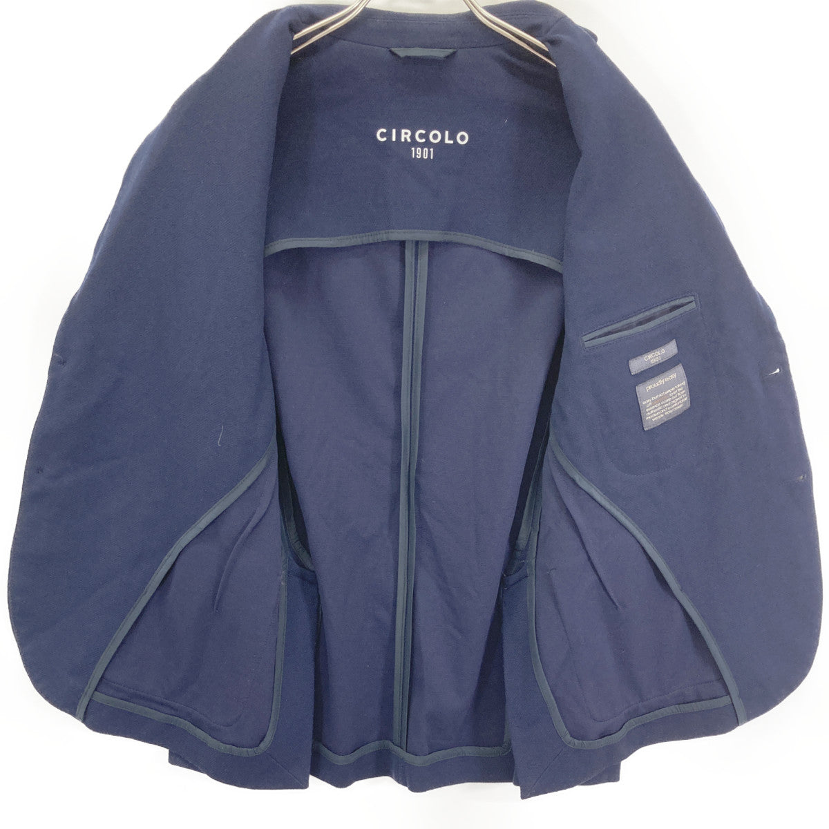 CIRCOLO1901 CN2868 Navy Stretch Shadow Stripe Unlined Jacket 46 Men's