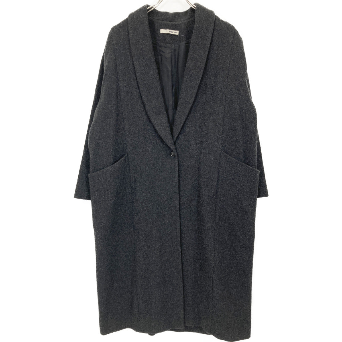 evam eva E223T205 22AW Charcoal Wool Tweed Coat