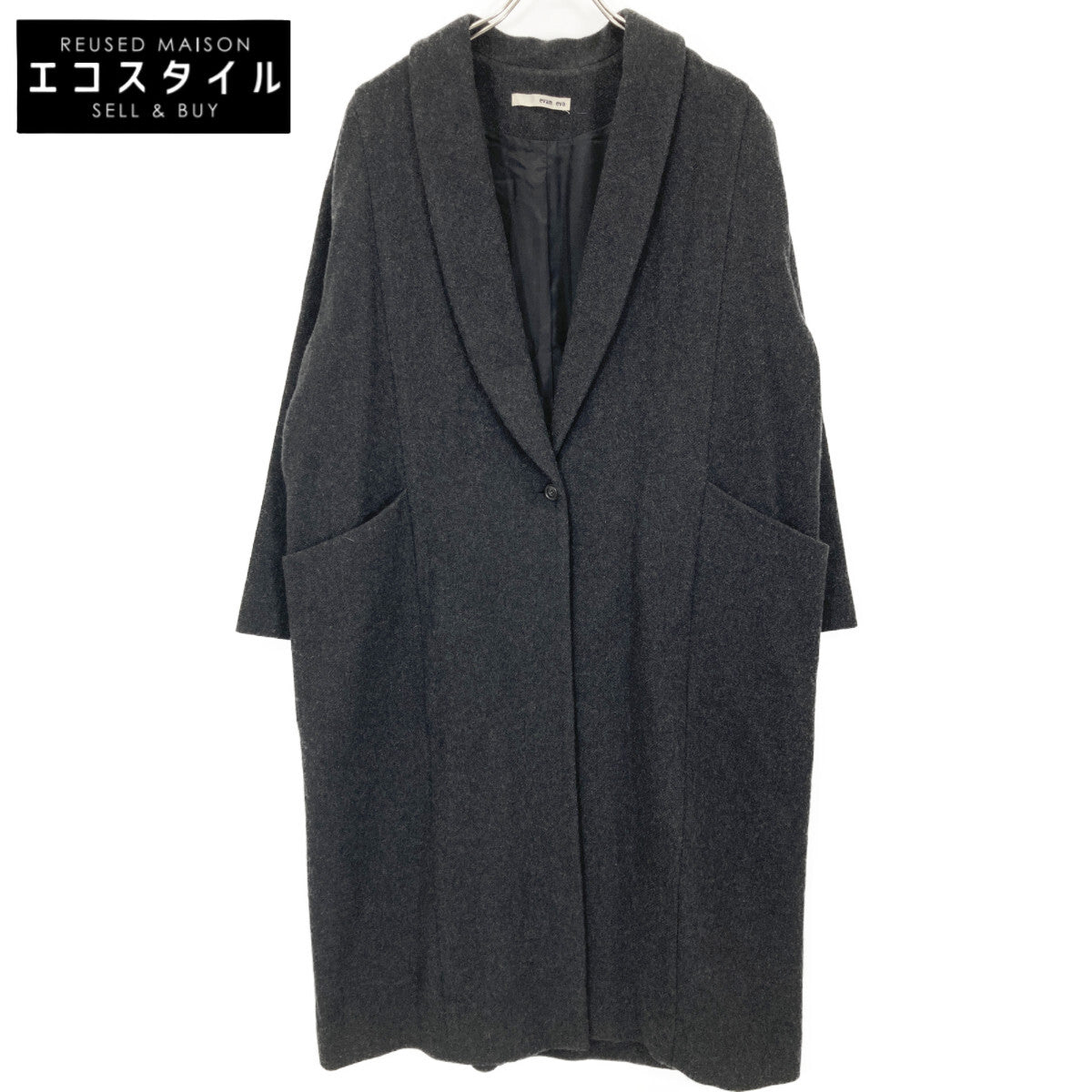 evam eva E223T205 22AW Charcoal Wool Tweed Coat