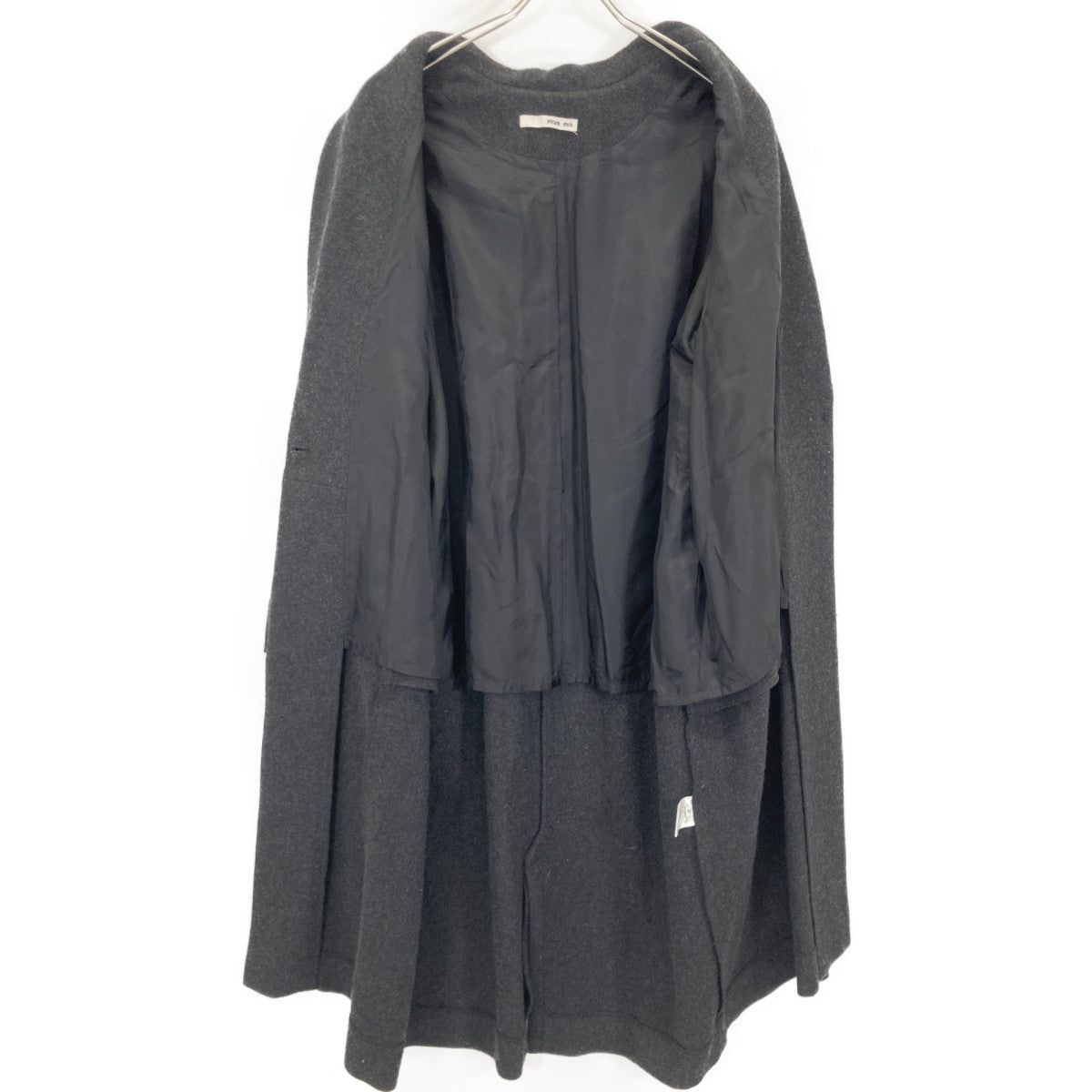 evam eva E223T205 22AW Charcoal Wool Tweed Coat