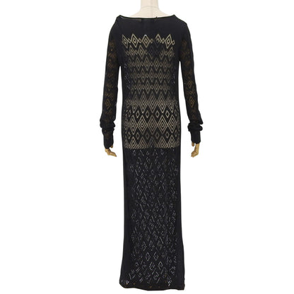 Like New IBISCUS Cotton Lace One-Piece Dress Top Women's Black 42 Dress 42 Women's
