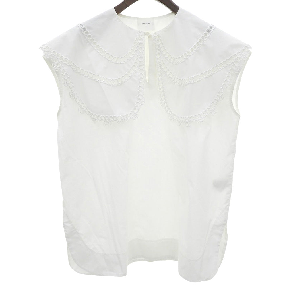 shirocon Shirokon [Beautiful Condition] Loop Embroidery Sailor Blouse Top Women's White 38 SC2121-007SM-4 Top