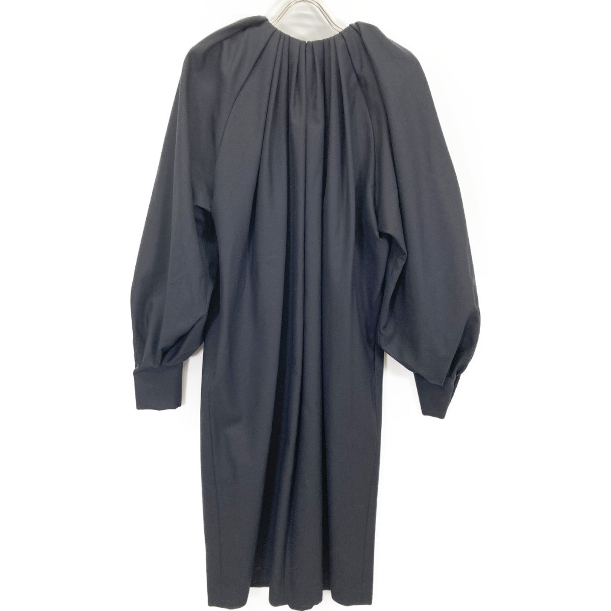 Navy 22 Wool Volume Sleeve Dress One-Piece 36 Ladies