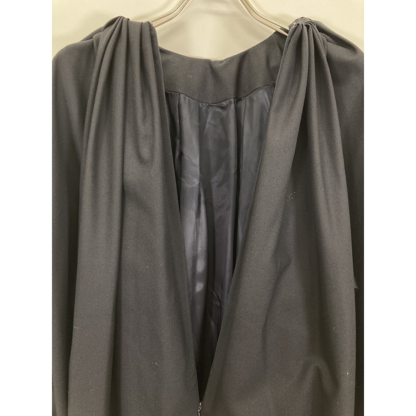 Navy 22 Wool Volume Sleeve Dress One-Piece 36 Ladies