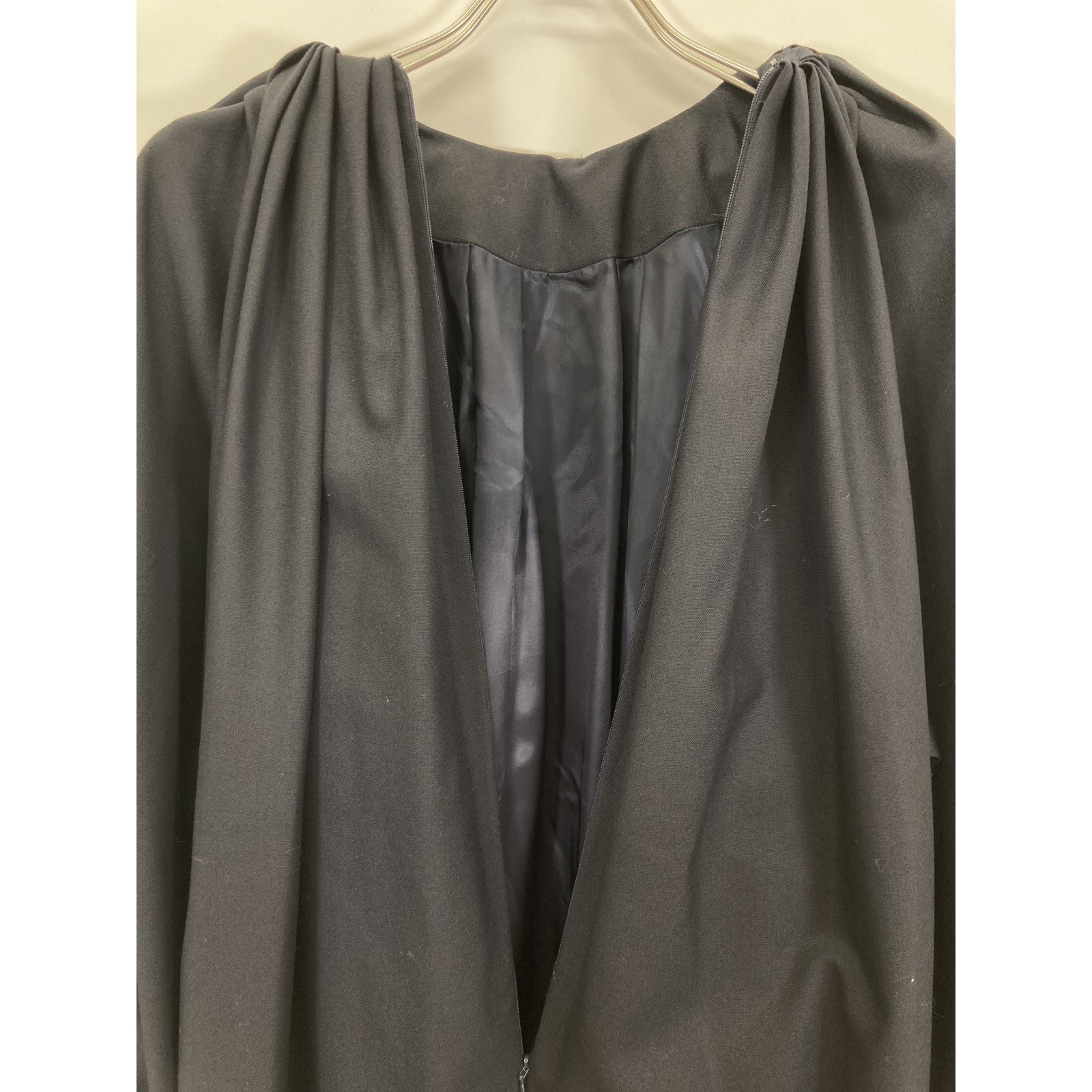 Navy 22 Wool Volume Sleeve Dress One-Piece 36 Ladies