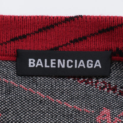BALENCIAGA バレンシアガ 19SS 555381 レッド ジャガードロゴオーバーサイズクルーネックニット トップス