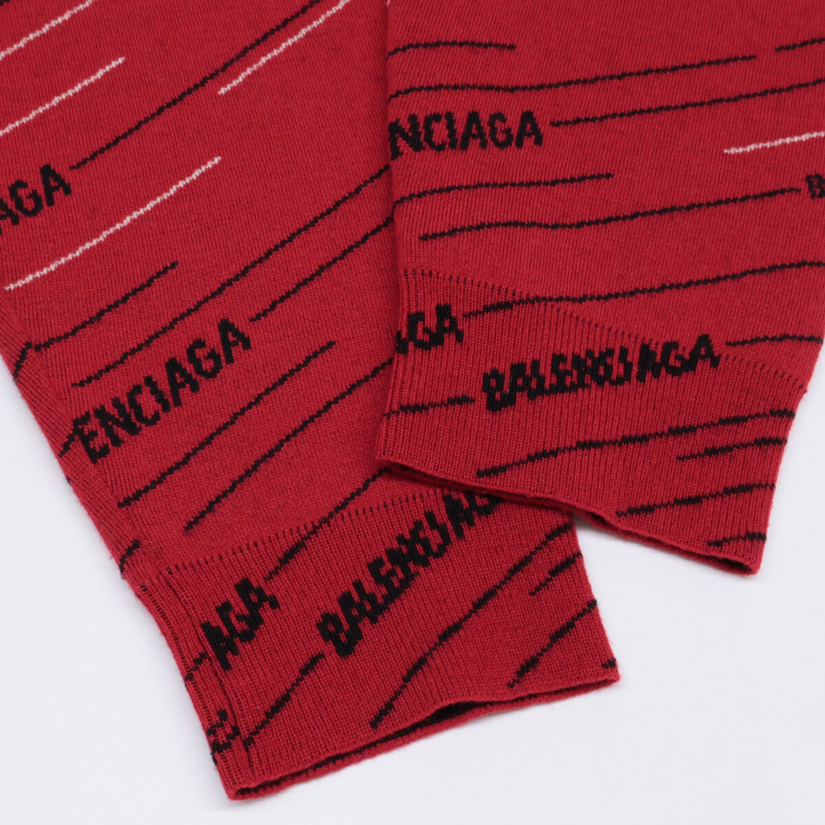 BALENCIAGA バレンシアガ 19SS 555381 レッド ジャガードロゴオーバーサイズクルーネックニット トップス