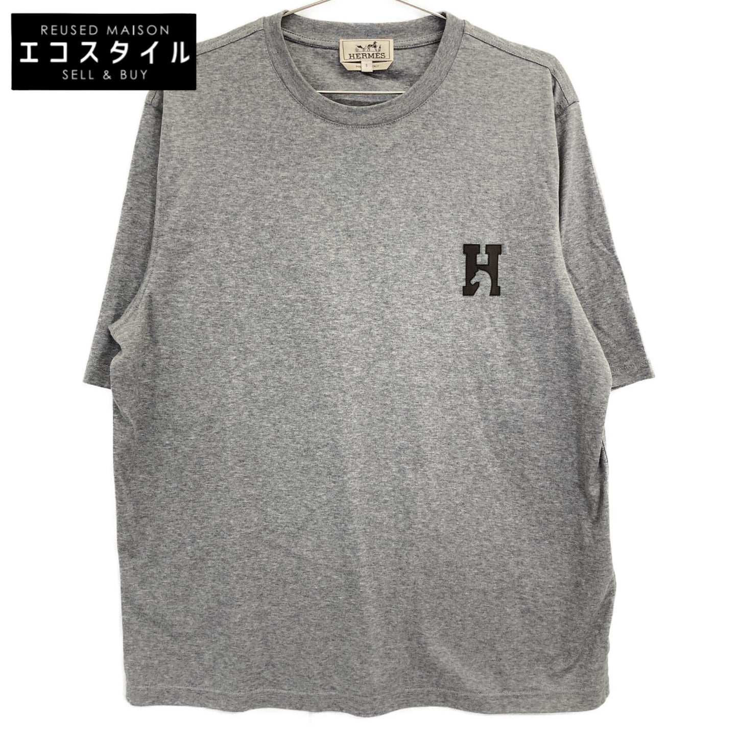 HERMES 【美品/国内正規】H567810HA H Cheval Leather Logo Patch Short Sleeve T-Shirt/Top