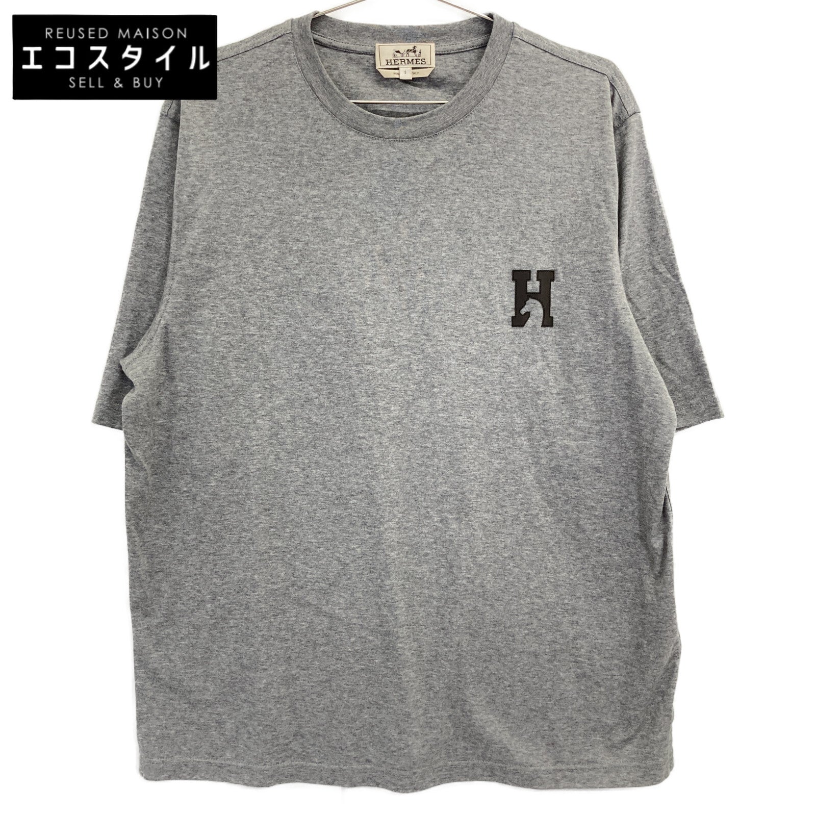 HERMES 【美品/国内正規】H567810HA H Cheval Leather Logo Patch Short Sleeve T-Shirt/Top