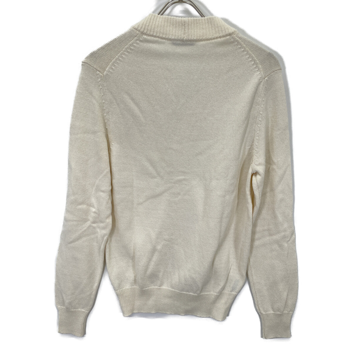 813187 ZM366 Off-white 5 Gauge Cotton Rib Knit Cardigan Top 44 Men's