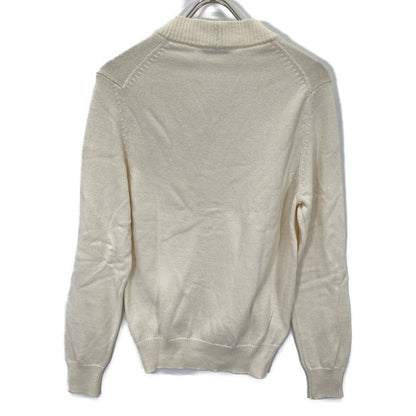 813187 ZM366 Off-white 5 Gauge Cotton Rib Knit Cardigan Top 44 Men's