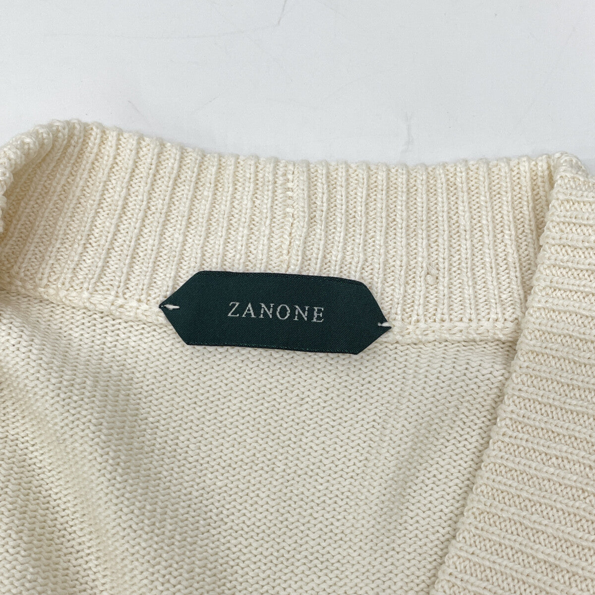 813187 ZM366 Off-white 5 Gauge Cotton Rib Knit Cardigan Top 44 Men's