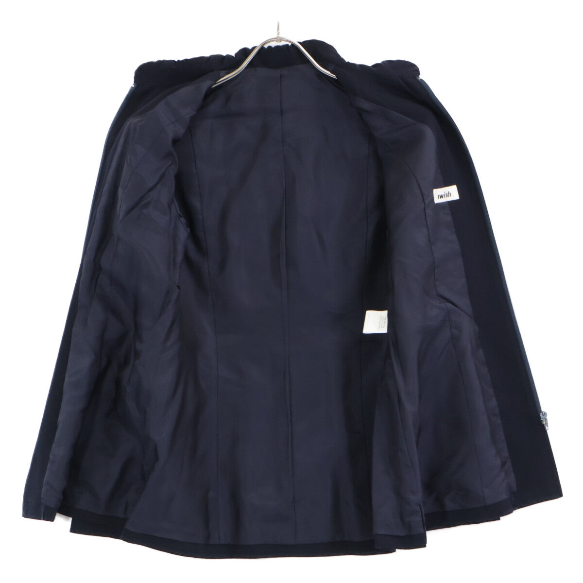 [I WISH] Navy Wool Zip Blouson Jacket, no size listed, women's
