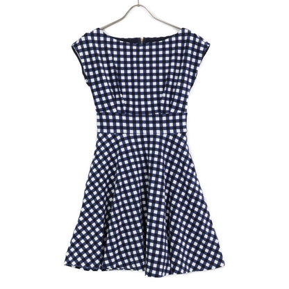 kate spade K7654 Navy Check Sleeveless Dress