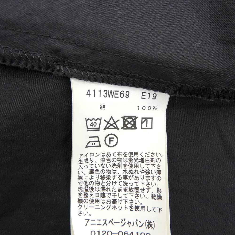 agnes b. アニエスベー 半袖 シャツワンピース レディース ブラック 36 4223WE69 ワンピース 36