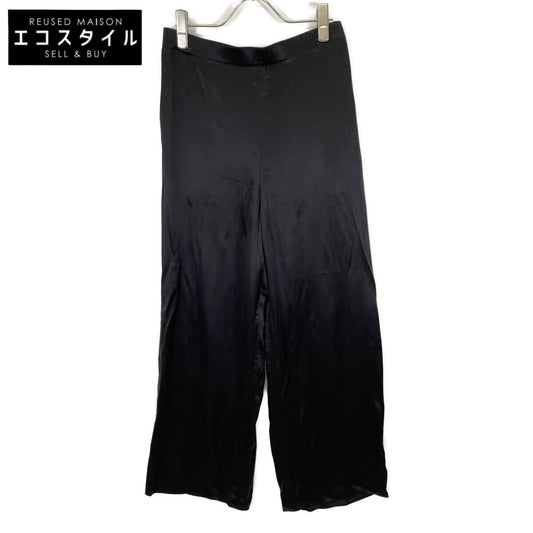 Black silk straight pants bottoms 1 women's