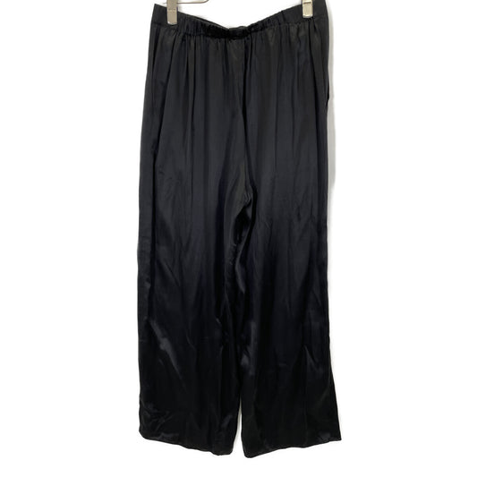 Black silk straight pants bottoms 1 women's