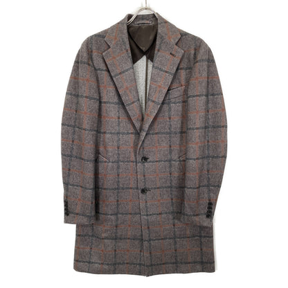 ESTNATION Estnation brown 20AW windowpane-check Chesterfield coat coat
