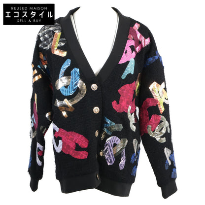 CHANEL Beautiful P72995K10507 22AW Coco Mark Multi-Patch Tweed Switching Sweat Cardigan Top