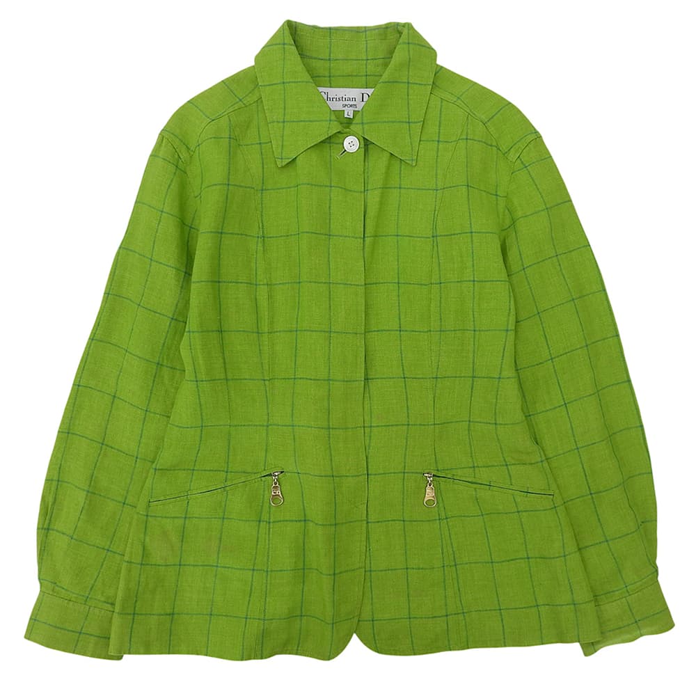 Christian Dior Sports Windowpane Linen Shirt Jacket Women's L Jacket