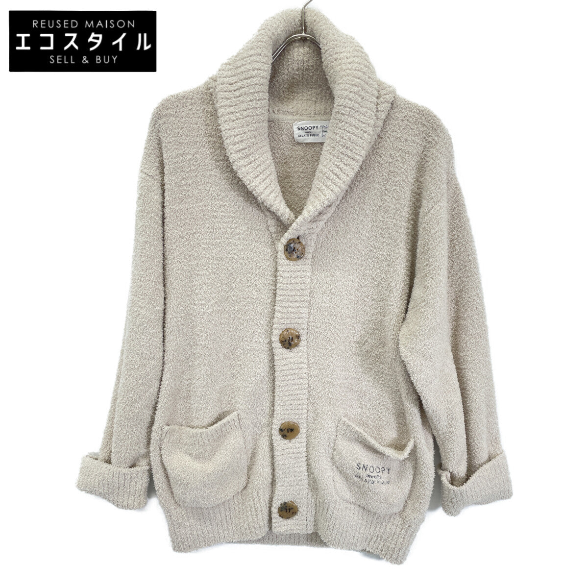 PEANUTS Baby Moko Jacquard Shawl Cardigan Tops L Women's