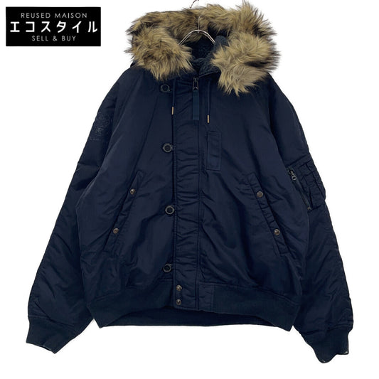 Navy Nylon Blouson Down Jacket XXL Men's
