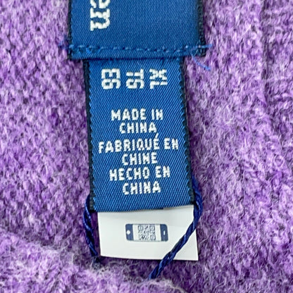 紫色麂皮绒肘部补丁羊毛羊绒毛衣 上衣 XL 男士