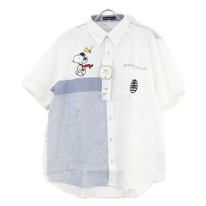 CASTELBAJAC White 21560-101 French Linen Snoopy Embroidery S/S Shirt Top