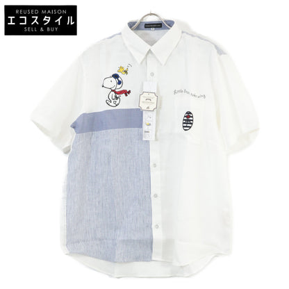 CASTELBAJAC White 21560-101 French Linen Snoopy Embroidery S/S Shirt Top