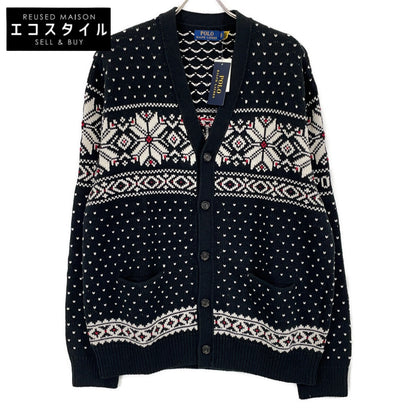 POLO RALPH LAUREN 拉夫劳伦 黑色羊绒混纺雪花图案开衫 上衣
