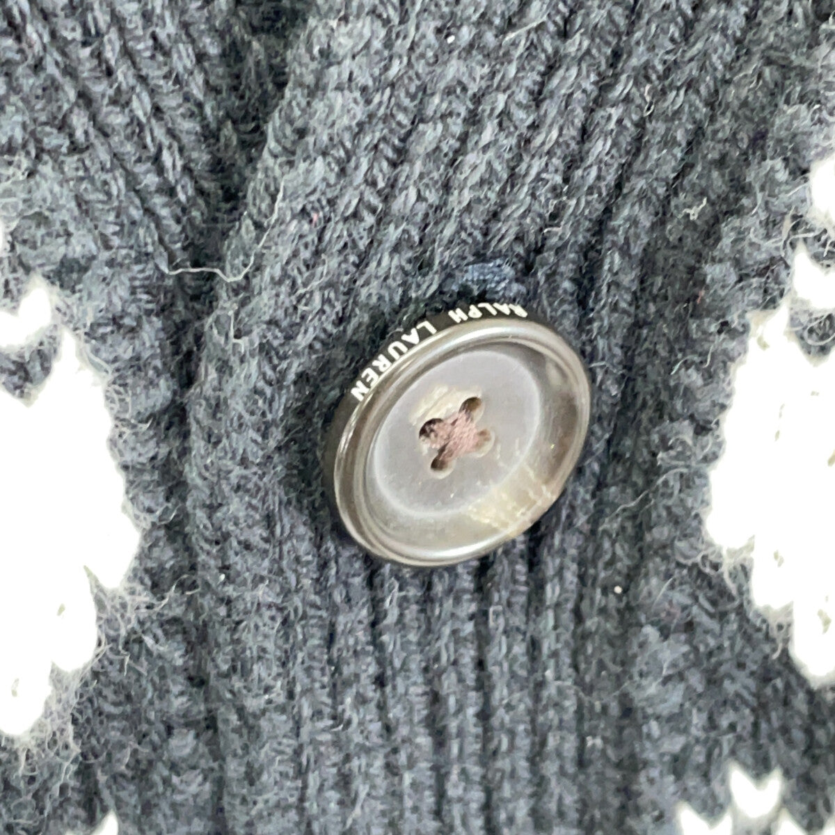 POLO RALPH LAUREN 拉夫劳伦 黑色羊绒混纺雪花图案开衫 上衣