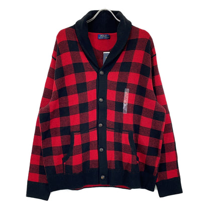 POLO RALPH LAUREN ポロ ラルフローレン ﾚｯﾄﾞﾌﾞﾗｯｸ ﾊﾞｯﾌｧﾛｰﾁｪｯｸ ｳｰﾙ ｼｮｰﾙｶﾗｰｶｰﾃﾞｨｶﾞﾝ トップス XL