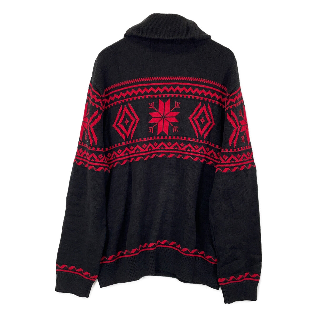 POLO RALPH LAUREN Black Red 2021 Nordic Shawl Collar Knit Top
