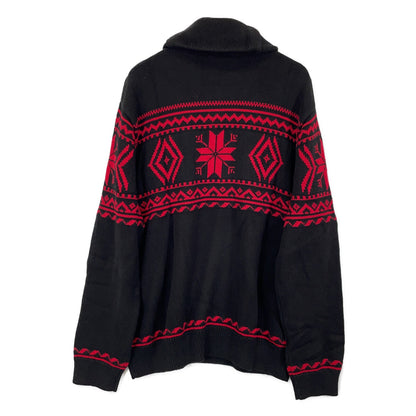 POLO RALPH LAUREN Black Red 2021 Nordic Shawl Collar Knit Top