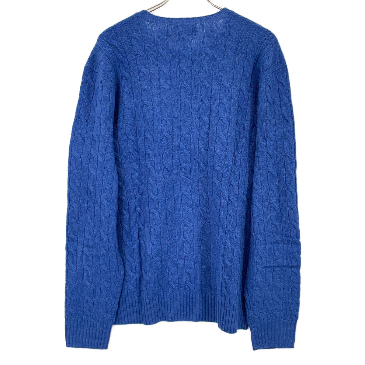 POLO RALPH LAUREN Blue Wool-Cashmere Cable Sweater Top