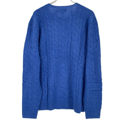 POLO RALPH LAUREN Blue Wool-Cashmere Cable Sweater Top