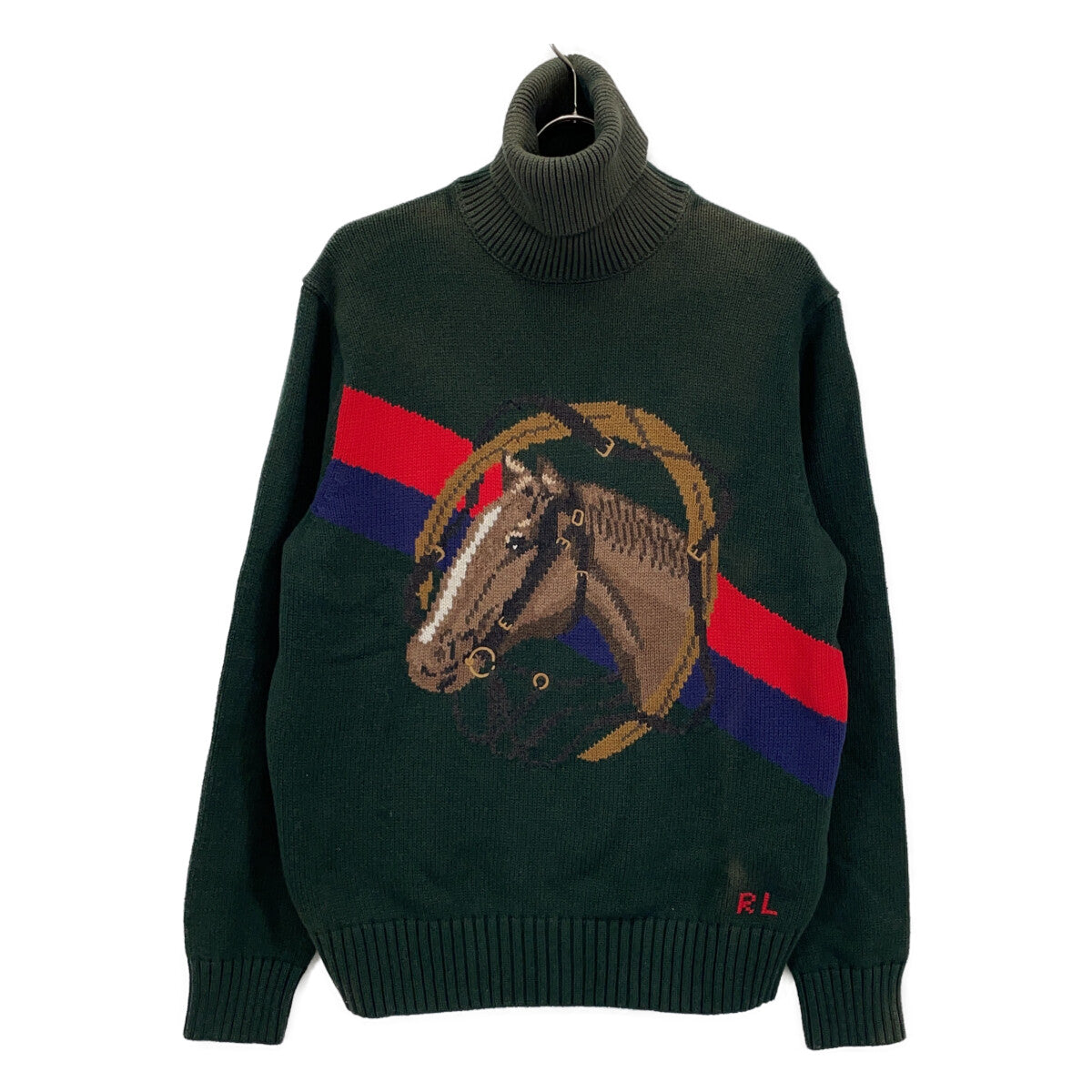 POLO RALPH LAUREN ポロ ラルフローレン グリーン ホースヘッド Cotton Turtleneck Sweater トップス
