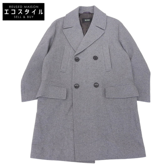 HUGOBOSS ヒューゴボス 美品 チェスターコート ウール アウター メンズ グレー 52 コート