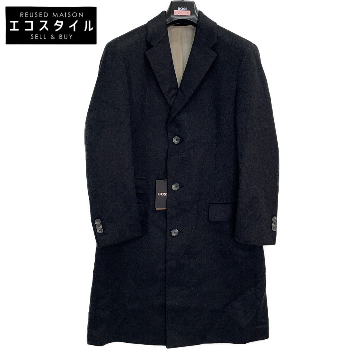 BOSS Gray 100% cashmere Chesterfield coat Coat