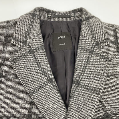 Gray Loro Piana Fabric Windowpane Chester Coat, Size 54, Men's