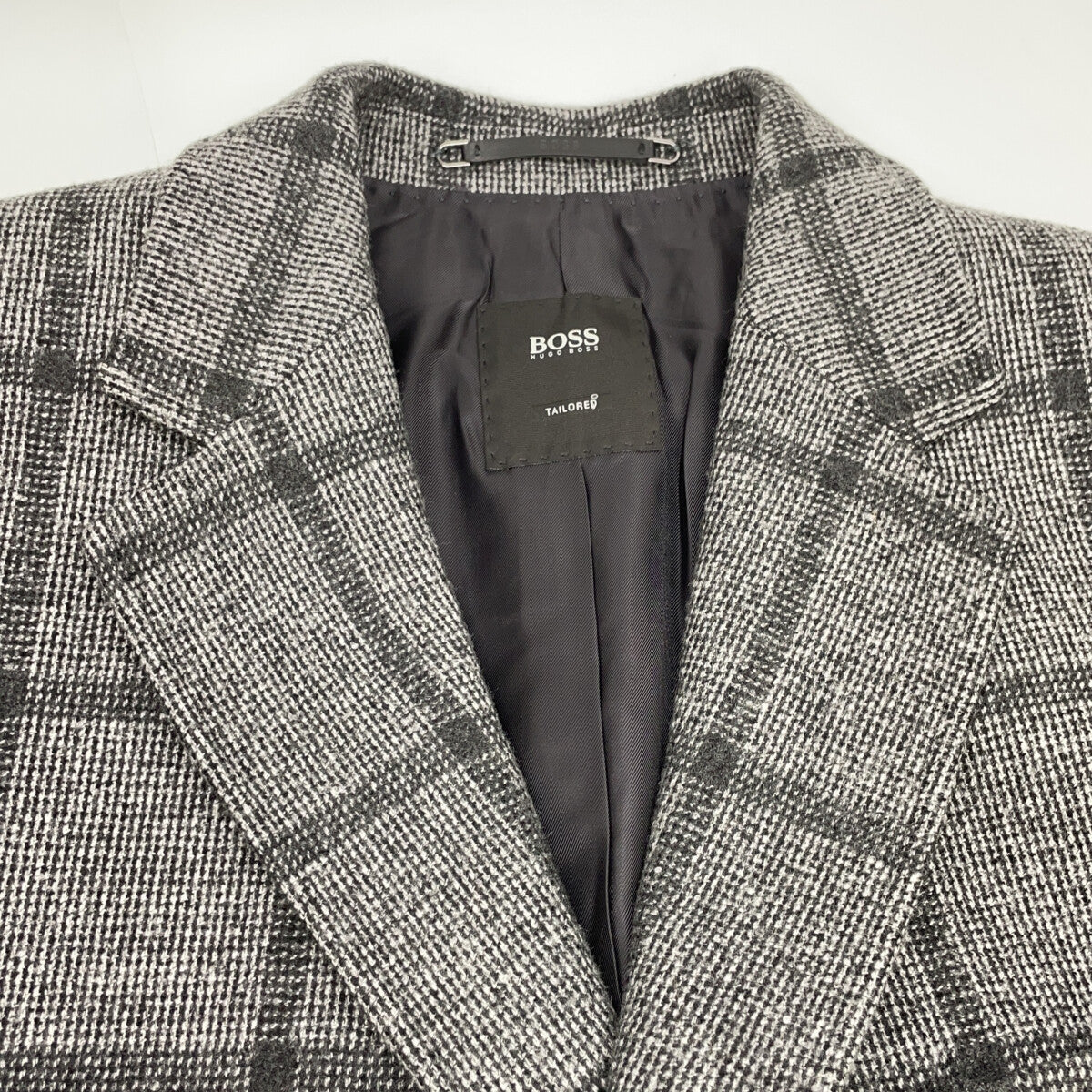 HUGOBOSS Hugo Boss gray Loro Piana fabric windowpane Chesterfield coat coat
