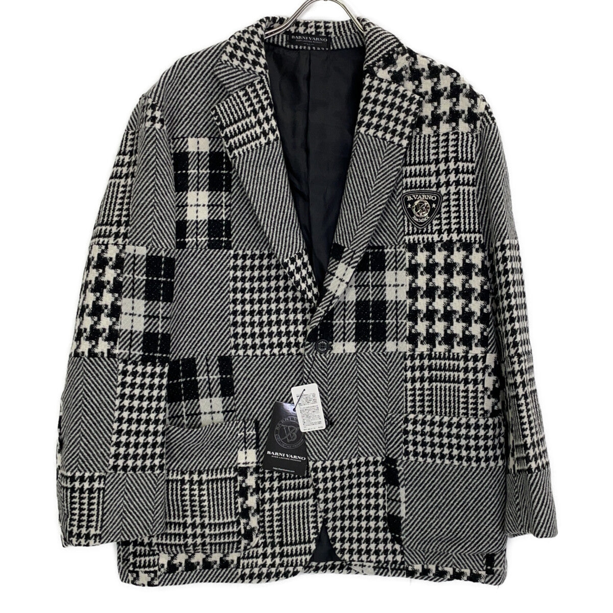 Wool x Angora Houndstooth Patchwork Jacket LL Men's
