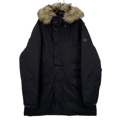 Men's Black Down Jacket with Fur Trim, XL